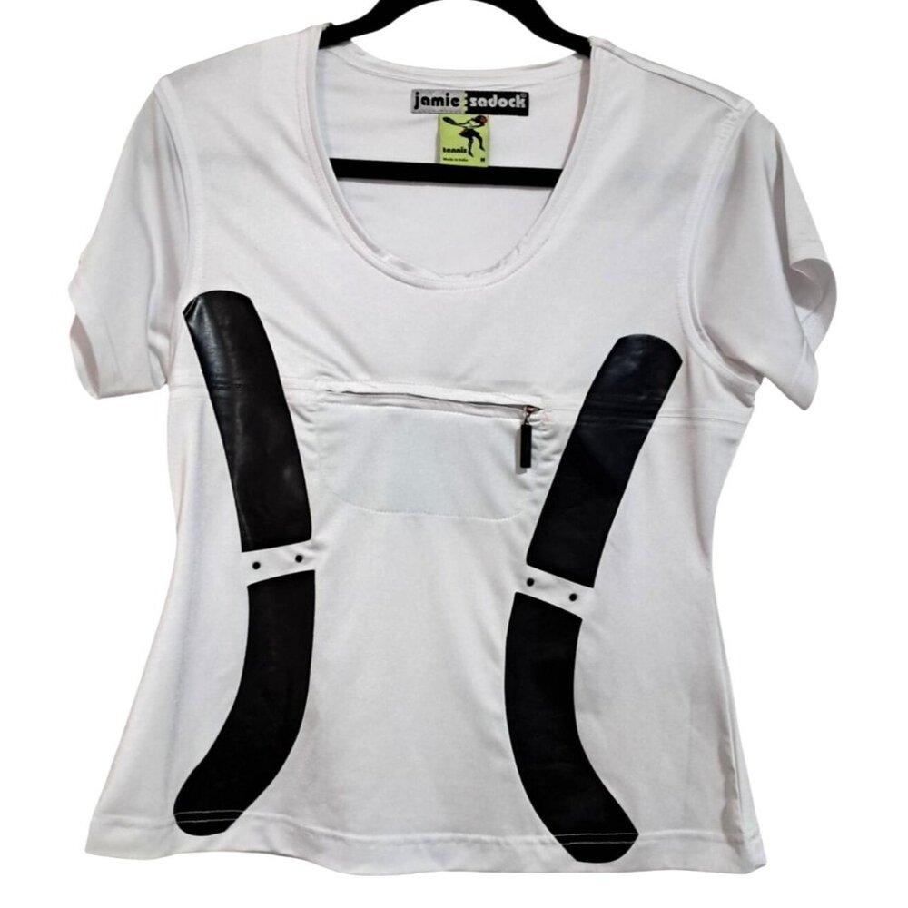Jamie Sadock‎ Womens Tennis Top M White & Black Shirt